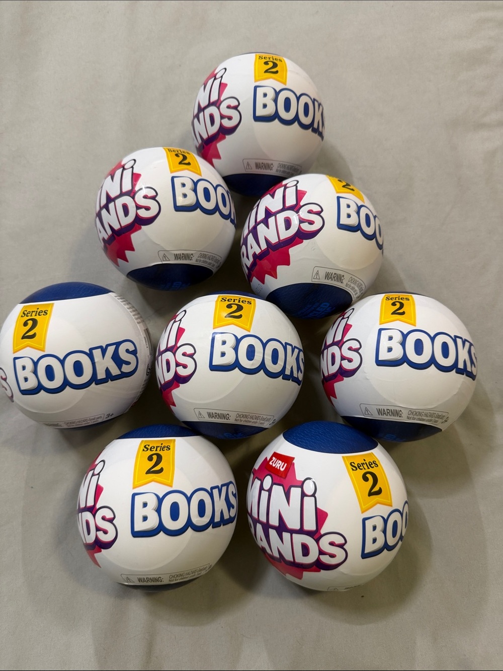 Mini Brands Series 2 Surprise Books Ball — White & Blue Collectible Toy lot of 8